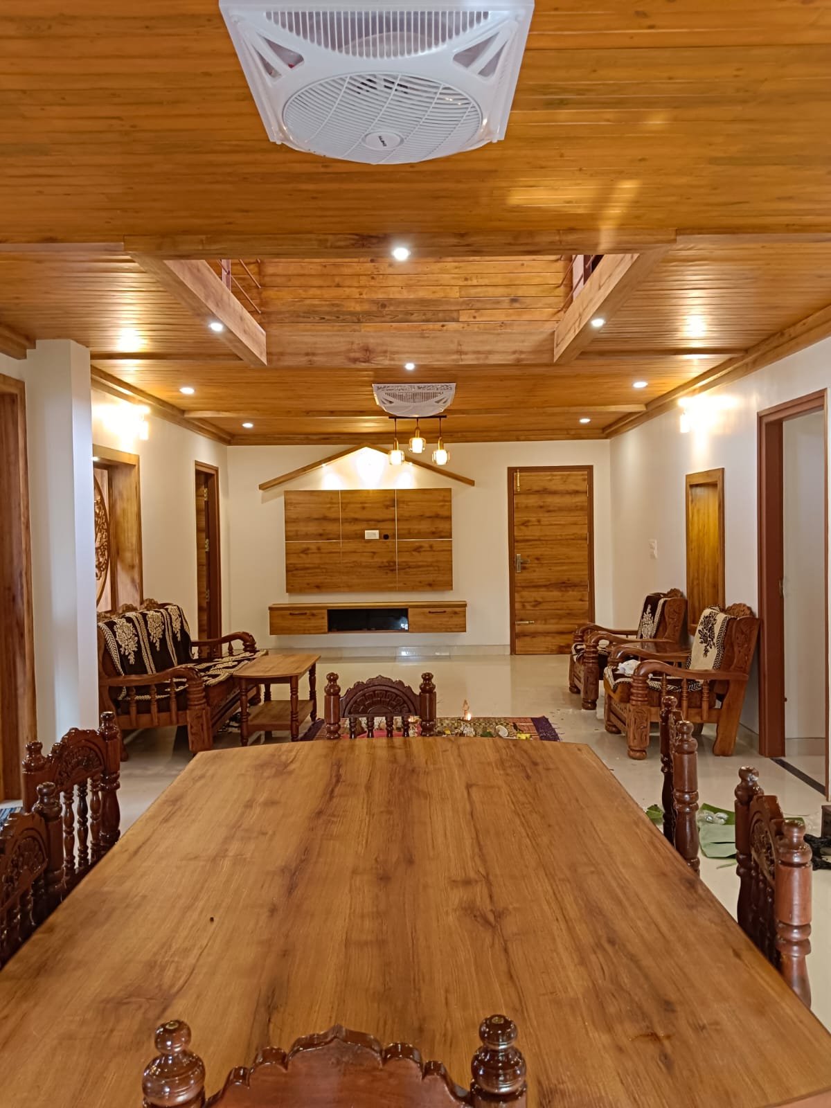 interior by shaari - farm house interior work natural wood